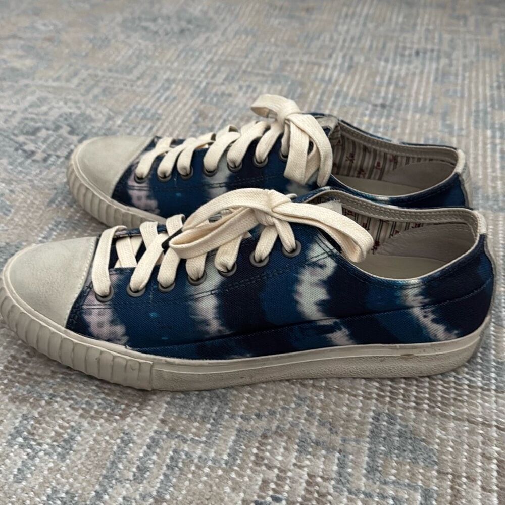 John Varvatos Men's Vulcanized Tie-dye Printed Sneakers In Vapor Grey size 9.5